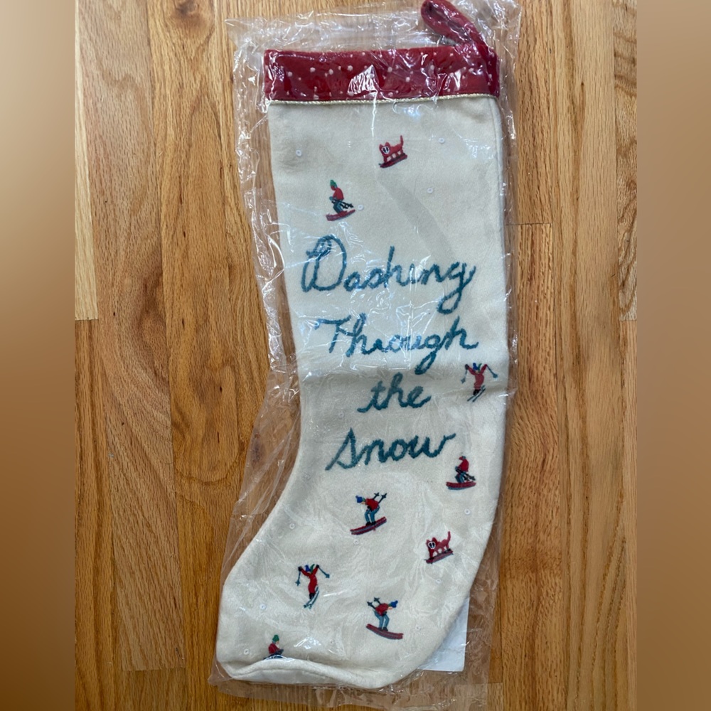 Anthropologie “Dashing Through the Snow” Stocking NWT